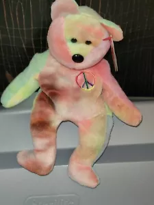 Vintage Ty Beanie Baby Peace 1996 Bear Birthday 2-1-96 Original Retired PVC - Picture 1 of 5