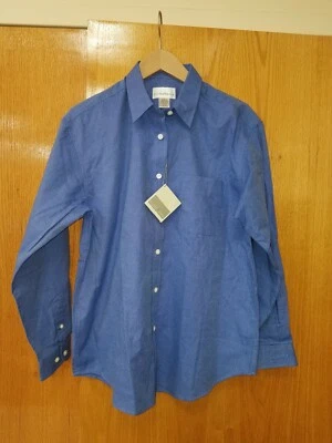 NUEVO CON ETIQUETAS Camisa Damas Cutter & Buck Abotonada Azul Violeta Logo The Travelers LG Foto 1 de 3