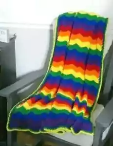 crochet handmade baby rainbow blanket car seat ripple unisex 42” X 48” USA - Picture 1 of 2