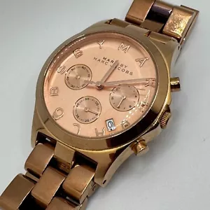 Marc Jacobs Quartz Watch MBM3107 Women Rose Gold Steel Day Date New Battery 6" - Picture 1 of 6