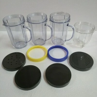 Magic Bullet Blender Mugs Cups Handles Replacement Lids Rims Parts Lot of 10 - Image 1 of 4
