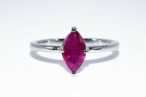 $1,500 1.29CT NATURAL SOLITAIRE MARQUISE CUT RED RUBY PLATINUM RING