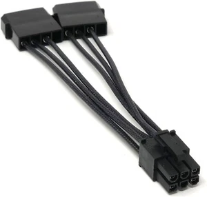 EVGA W000-00-000144 6-pin PCIE (male) to 2 x 4-pin MOLEX (male) power adapter - Picture 1 of 3