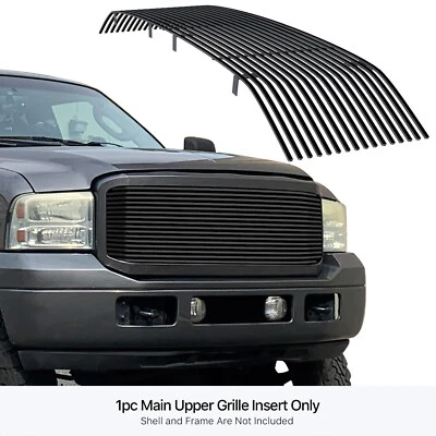 Se adapta a 05-07 Ford Excursion/F250/F350/F450/F550 rejilla superior de acero inoxidable negra Foto 1 de 4