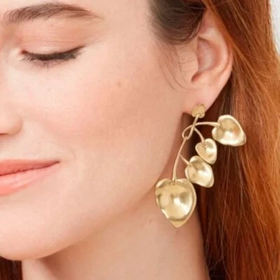 Brincos novos sem etiquetas Stella & Dot Esmee folha de ouro lustre declaração - Imagem 1 de 4