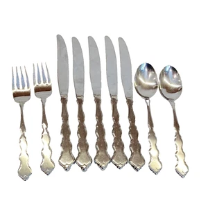 Oneida Valerie Distinction Deluxe Stainless HH Knives Forks Tablespoons 9pc - Picture 1 of 8