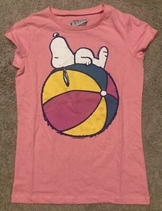 Snoopy T-Shirt Girls Large 10/12 Pink Old Navy Peanuts Distressed ￼￼Graphic New - Picture 1 of 4