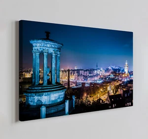 Calton Hill By Night Edinburgh Canvas Print Wall Art, Home Decor Wall Hanging - Picture 1 of 10