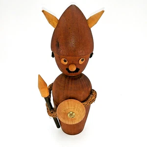 Vintage Wood hand crafted Bottle cap opener Gladiator Viking Figure 6.5”T - Picture 1 of 10