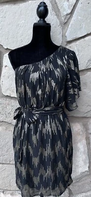 Charming Charlie платье средний черный золотой блестящий одно плечо отличном - Изображение 1 из 4