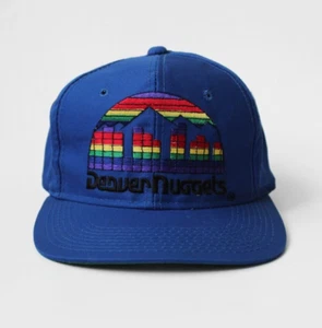 NOS OG vintage Denver Nuggets Skyline Rainbow Block Logo cap snapback hat NBA - Picture 1 of 11