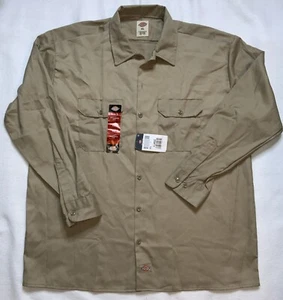 Dickies Original 574 Men’s Khaki Long Sleeve Twill Work Shirt Workwear Size XL - Picture 1 of 8
