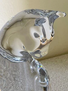 Vintage Daum France 9" Heavy Crystal Cat Figurine MINT Engraved Signature - Picture 1 of 12