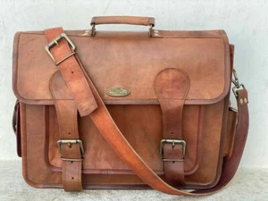 Bolso Hombro Portátil Maletín Hombre Cuero Camel Artesanal Vintage Marrón Mensajero - Imagen 1 de 4