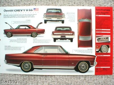 Chevrolet Chevy II 1966/1967 2 SS HOJA DE ESPECIFICACIONES/FOLLETO Foto 1 de 2