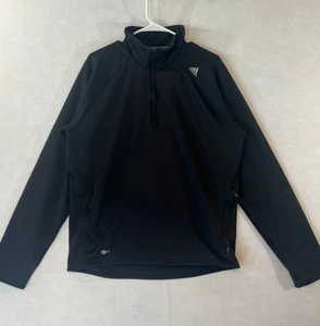 Vtg Adidas Climalite Track Jacket Mens Large Black Quarter Zip 90s Y2K Athletic - Picture 1 of 18