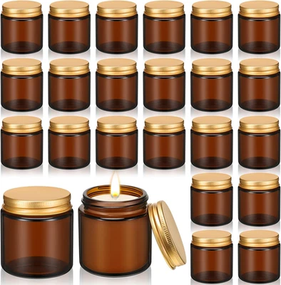 24 Pcs Glass Candle Jars with Lids Bulk, round Empty Candle Container Tins, Dish - Image 1 of 4
