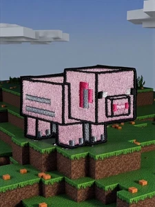Minecraft Schwein Stickerei Patch 2,18" x 3,00" - Bild 1 von 7