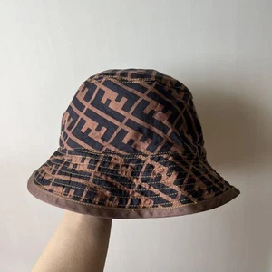 FENDI Bucket Hat Brown Zucca Pattern Logo Unisex Vintage Style Italy Rare - Picture 1 of 4