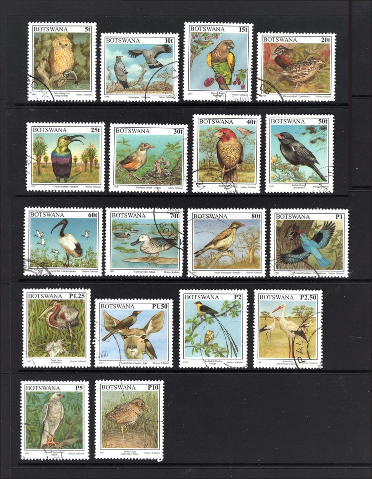 M28037 Botswana 1997 Birds Set X 18 Good to Fine Used Sg 852/69 Cat £49 - image 1 of 1