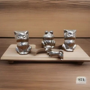 Mini Animal Figures Lot Wilton LLH Armetale Solid Alumimun  Cat Frog Dog Vintage - Picture 1 of 7