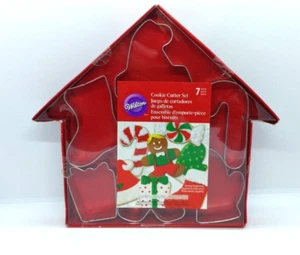 Wilton Christmas Cookie Cutter Set 7 pc Mini Stainless 2.5" Stocking Candy Cane - Picture 1 of 4