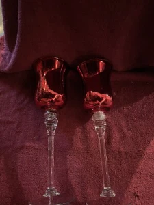 2 Stück 13 Zoll große klare/rote Glas Votivkerzenhalter - Votivkerzen nicht enthalten - Bild 1 von 5