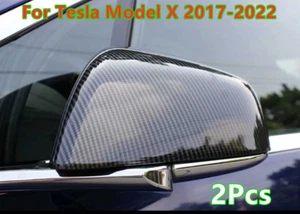 Carbon Fiber ABS Rear View Side Mirror Cover Trim For Tesla Model X 2017-2022 - Foto 1 di 4