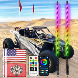 Antena de látigo COB espiral iluminada de 3 pies con control remoto para ATV Polaris RZR UTV APP - Imagen 1 de 14