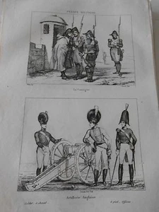 La Consigne Artillerie Anglaise France Militaire Gravure 1833 - Picture 1 of 1