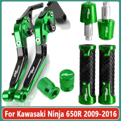 For Kawasaki Ninja 650R 2009-2016 CNC Handle Grips Cap Brake Clutch Levers Sets Foto 1 de 2