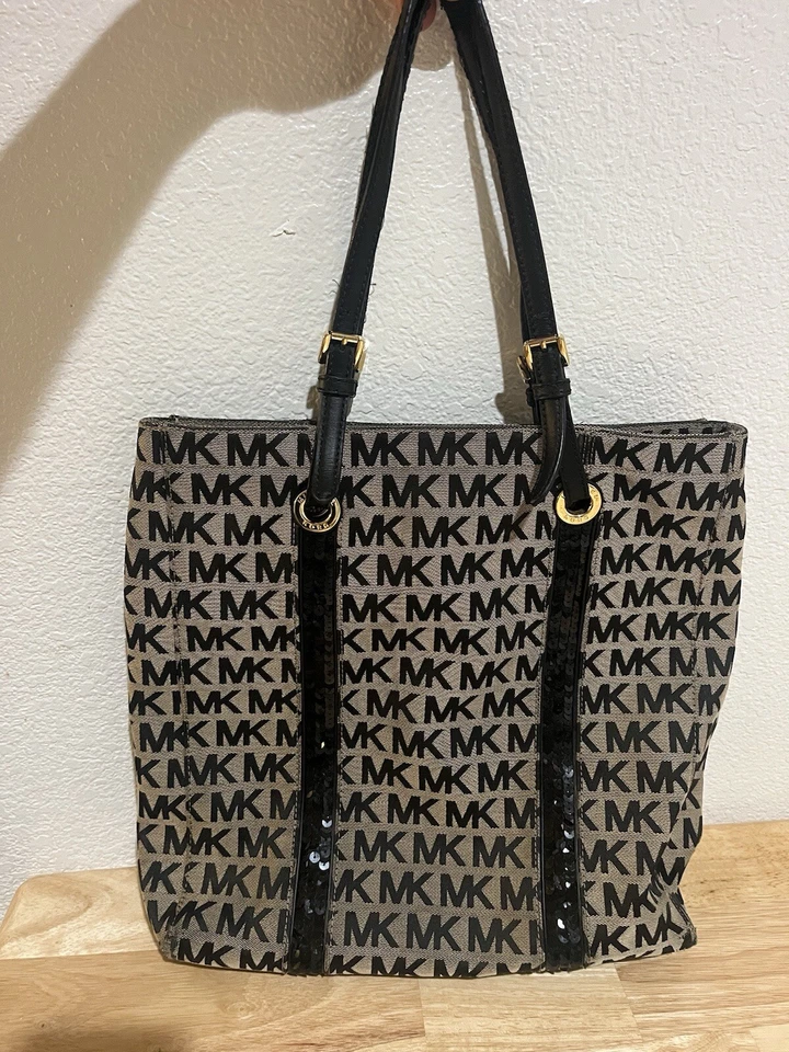 Michael Kors 手提包 托特包 Jet Set Sequin 大号 徽标 MK 钱包 Monogram 签名 — 第 1/4 张图片