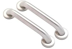 2 Pack Shower Grab Bar Smooth Grip in Stainless Steel | Holds Upto 400 lb - Picture 1 of 35