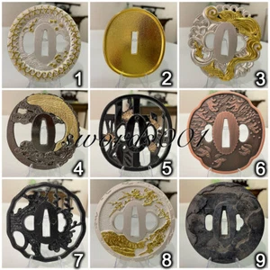 Collezione Lega di Zinco Tsuba Protezione Mani Per Spada Katana Giapponese Manutenzione Fai da Te - Foto 1 di 18