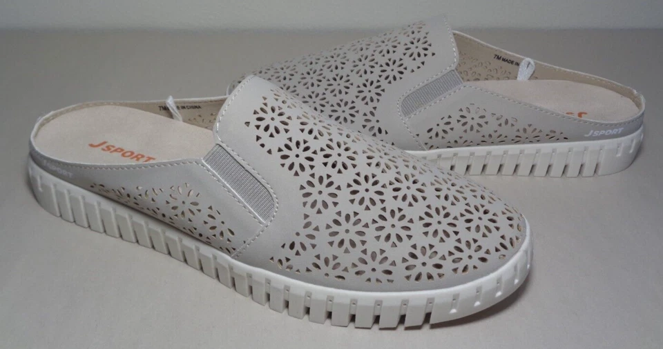 JSport by Jambu Size 8 M FLORAL MULE Taupe Slip On Loafers Women's Shoes