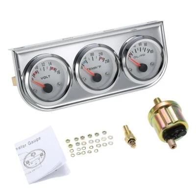 52MM Öl Druck Fahrenheit Wasser Temperatur Gauge Voltmeter Chrom 3 in 1 Gauge  - Bild 1 von 4