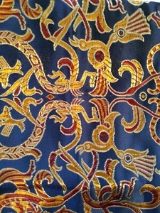 Bow Tie & Pocket Square Handkerchief Blue Gold Asian Egyptian Men's Hanky Hankie - Picture 1 of 7