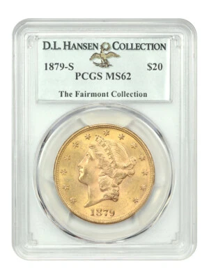 1879-S $20 PCGS MS62 ex: D.L. Hansen Foto 1 de 4