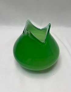 Green Blown Glass Vase Decor - Thick & Heavy - Picture 1 of 12