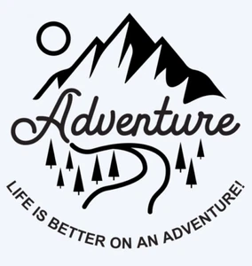 MOUNTAIN ADVENTURE CAMPER GRAPHICS STICKERS DECALS CAMPER VAN MOTORHOME - Picture 1 of 1