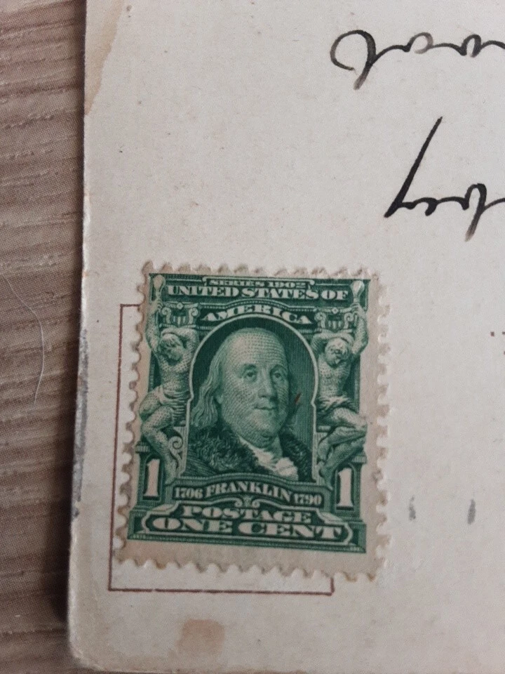 1907 Post Card 1902 Benjamin Franklin one Cent Green Stamp"COME TO TEXAS "1942 - Image 1 of 4