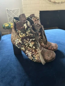 Papucei Shimmer Pink Plateau Stiefel US 7,5 Band Spitze, Reißverschluss, Leder - Bild 1 von 4