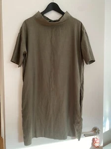Cos Short Sleeve Wide Stand-Up Collar Dress, EUR 44 / Large, Khaki - Picture 1 of 7
