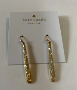 $68 KATE SPADE NEW YORK Pave Linear Earrings  Gold Stone # 90 D - Picture 1 of 7