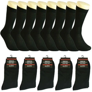 3-12 Pairs Mens Solid Black Cotton Casual Formal Classic Dress Socks Size 10-13 - Picture 1 of 5