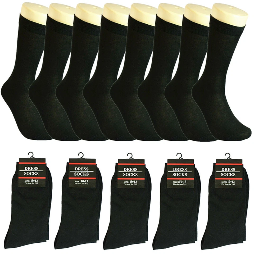 3-12 pares de calcetines de vestir clásicos formales informales de algodón negro liso para hombre talla 10-13 Foto 1 de 4