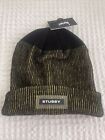 Nwt Stussy Cuff Beanie Rubber Patch Black Yellow 2 Tone One Sz And Stussy Gift Bag