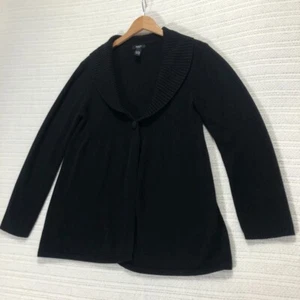 Alfani Woman Cardigan Sweater Shawl Collar Ribbed Knit Button Black 3X - Picture 1 of 4