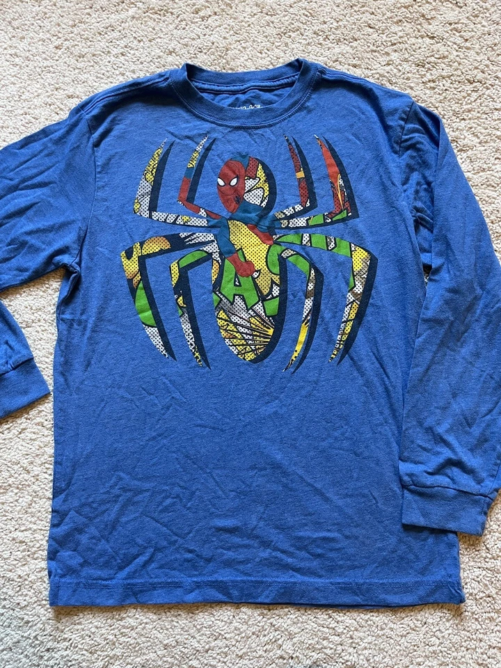 Old Navy Collectible Graphic SpiderMan Blue Long Sleeve Tee Kids Large ~ Unique! - Image 1 of 1