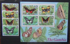 Gambia 1980 Abuko Nature Reserve 3rd Series Butterflies set & M/s MNH - Picture 1 of 1